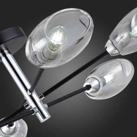 Ceiling EVOLUCE lamp. Sle155512-06. Gloa. 6x40 watts, E14, 68x68x22 cm, black color, chrome-10