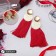 Earrings Assorted Hindi's Hands, burgundy color in gold, l brush 6.5 cm