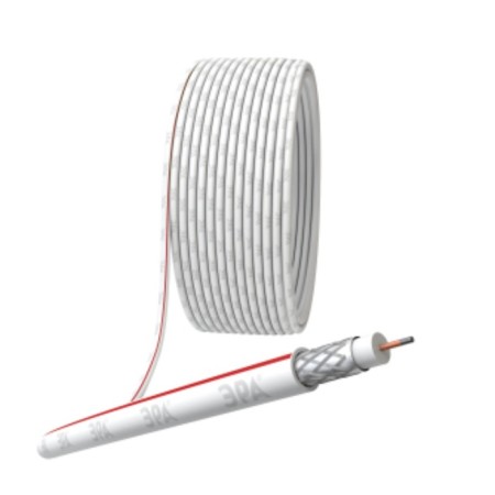 Coaxial cable SAT 50 m, 75 Ohms, CCS/(braid AL 75%), PVC, white color, Bay 100 m, Simple (