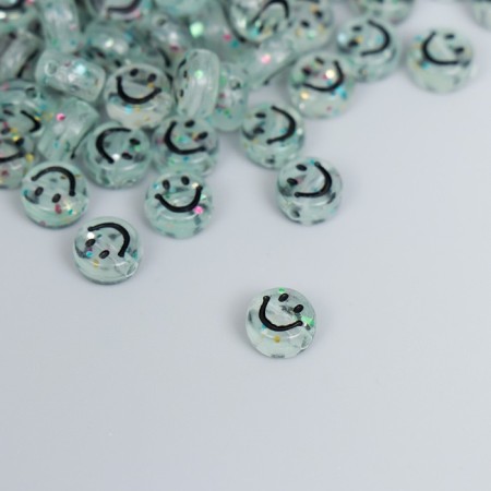 Beads for creativity Plastic "Smiley" Transparent green set 20 grams 0.3x0.7x0.7 cm 736453-1