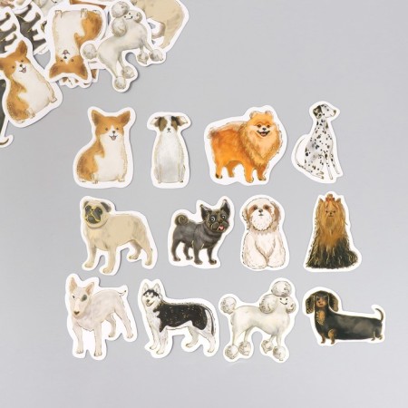 Stickers for the creativity of the "dog breed" embossing silver set 48 pcs 9x7x0.8 cm-1