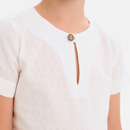 Рубашка для мальчика MINAKU: Cotton Collection цвет белый, рост 110-7