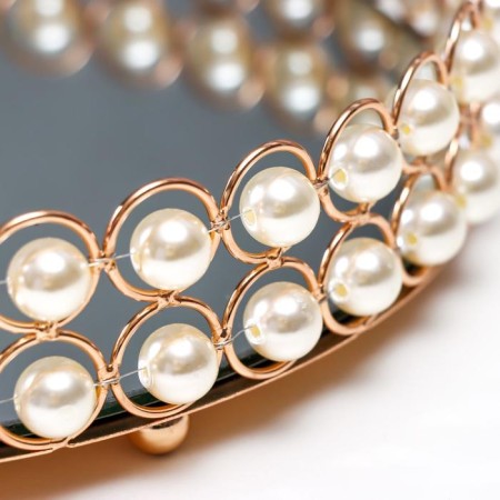 Interior stand for candles with a “pearl” mirror circle 5.5x25x25 cm-2