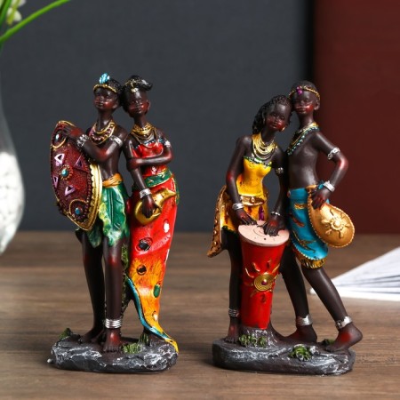 Souvenir Polystone "African couple - Fidelity" 17.5x9.5x6 cm mix-4