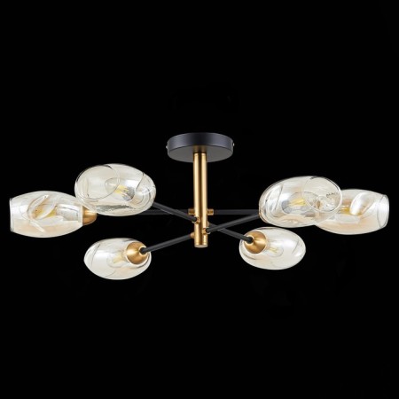 Ceiling EVOLUCE lamp. Sle155502-06. Gloa. 6x40 watts, E14, 68x68x22 cm, black color, brass-3
