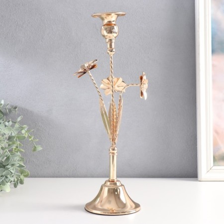 Summary metal per 1 candle "Three flowers" d-2.5 cm gold 10x10x33 cm-3