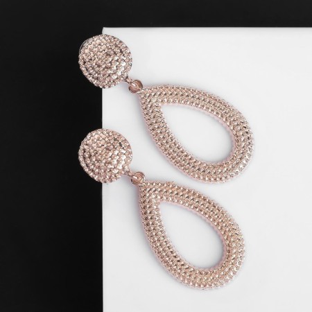 Earrings Metal "Barbados" drops, color pink gold-1