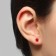 Earrings with rhinestones "Pusets" radiance, circle, d = 0.4, red color in gold