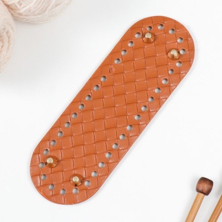 The basis for knitted products to the leatherette "elongated braid" brown 6x18 cm-2
