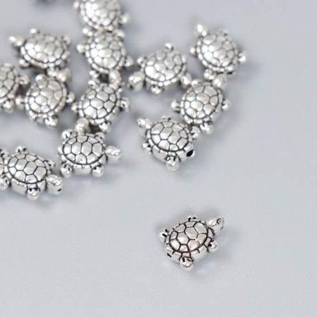 Beads Metal for creativity "Little Turtle" silver set 15 pcs-1