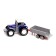 Metal “farmer” tractor, with a trailer, blue color