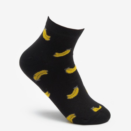 Women's socks "bananas", black color, size 23-25