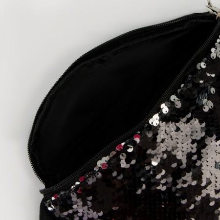 Board children's belt for a girl with sequins, black color-3