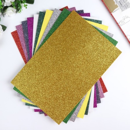 A set of glitter foamiran "Magic 4 Hobby" Assorted No. 1, 20x30 cm, 2 mm, 10pcs