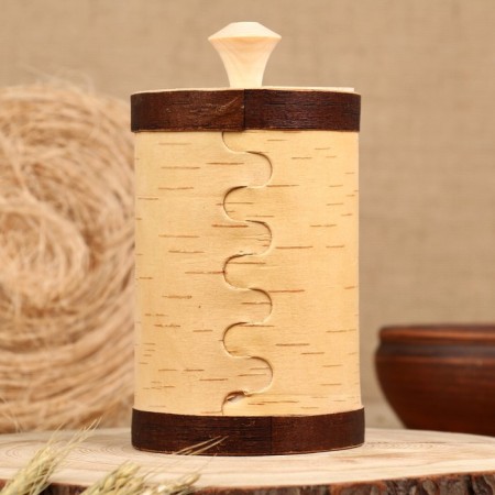 Tueyes "Homka" for oatmeal, 18 cm, d = 10 cm, 1 l, birch bark-1