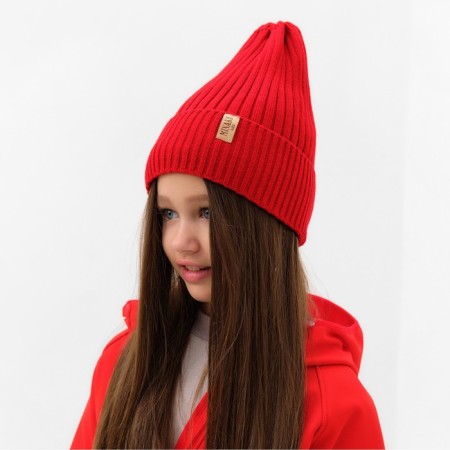 Children's hat Minaku with a lapel of Rr. 56-58, col. red-1