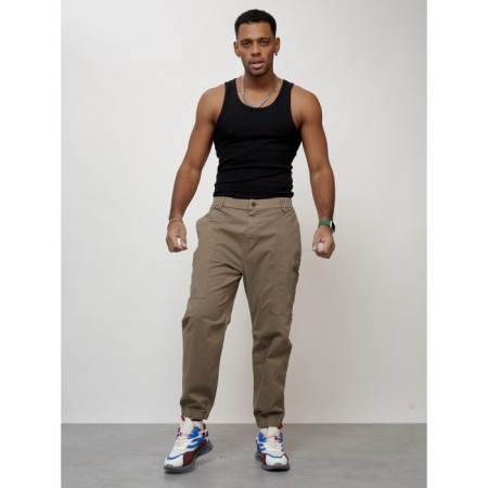 Cargo jeans men, size 56, beige color-4
