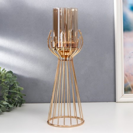 Summary Metal for 1 candle "FARCH WITH Gold balls" gold 37x12x12 cm-1