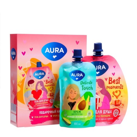 Aura Gift Set "Caramel and Avocado": shower gel, 250ml + hand and body cream, 100ml 1006242