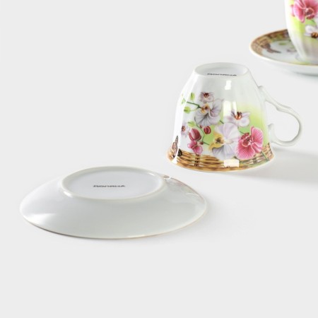 Service Tea ceramic shade "Garden Courtyard", 4 items: 2 cups 200 ml, 2 saucers d = 14 cm-5