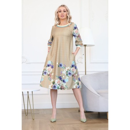 Women's dress, size 48, beige color-6