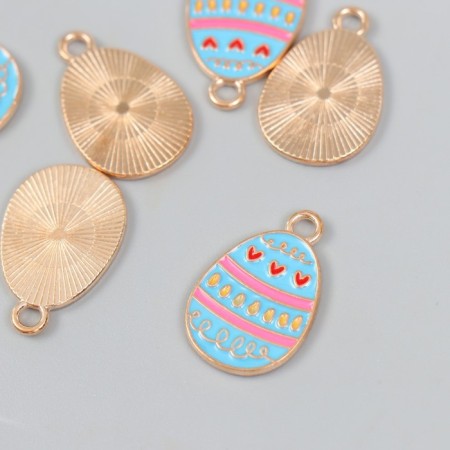 Decor for creativity metal, enamel "Blue egg with hearts" 1.4x2.2 cm