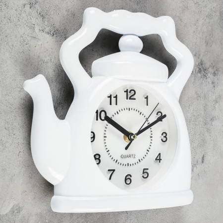 Wall clock, series: kitchen, "kettle", discrete move, D-13 cm, 24 x 23 cm-1