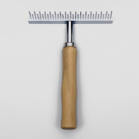 Wood comb-comb with teeth of different lengths, wooden handle, 12.5 x 9.5 cm-1