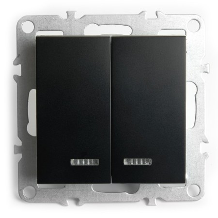 2-clavy switch with an indicator (mechanism), Stekker series Erna, PSW10-9102-03, black