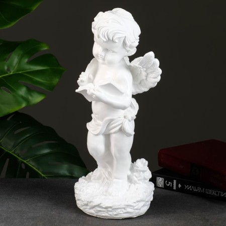 Figure "Angel with a book" White 16x16x34cm-3