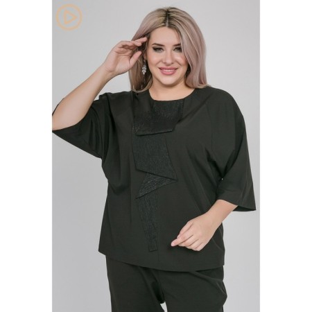 Female blouse, size 52, black color-2