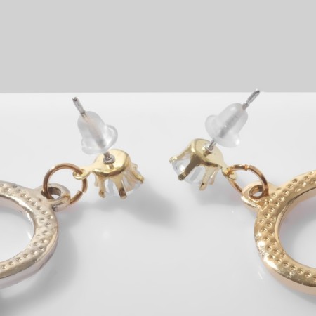 Emall earrings "Panda" on rings, black and white color in gold-1