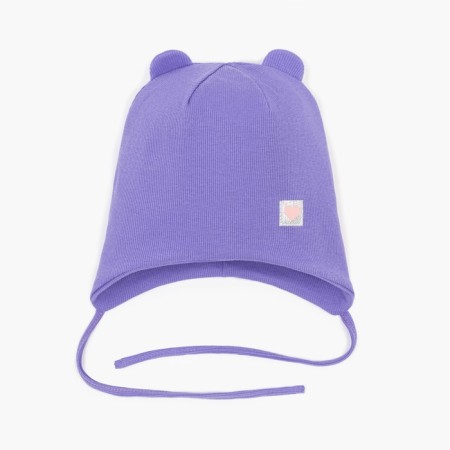 Knitted hat for girls, lilac color/heart, size 50-54-1