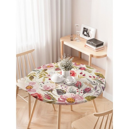 Tables on the table "Flower hodgepodge", round, oxford, elastic band, size 120x120 cm, diameter 75-100 cm-2