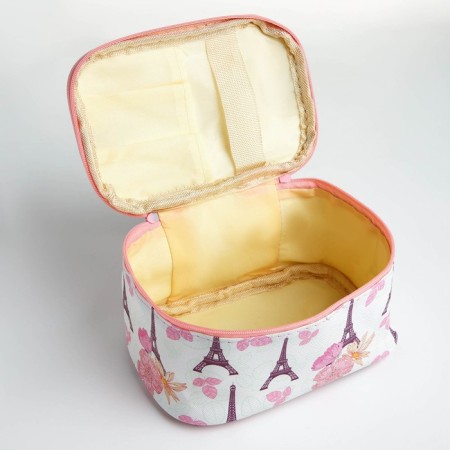Cosmetic bag with lightning, white/pink color-2