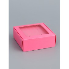 PVC jewelry box window 8 x 8 x 3 cm, pink