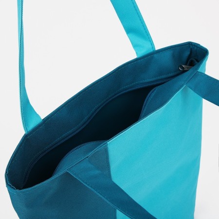 Textile bag with zipper, turquoise color-2