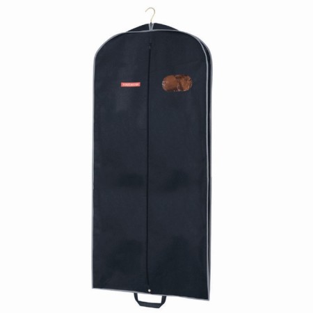 Hausmann volumetric clothing cover, with oval PVC and handles window, 60x140x10 cm, black-1