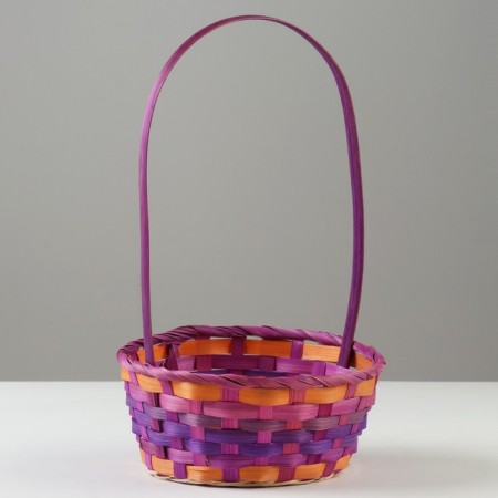 Wicker basket, 20.3 x 20.3 x 9.5/33 cm, purple, bamboo