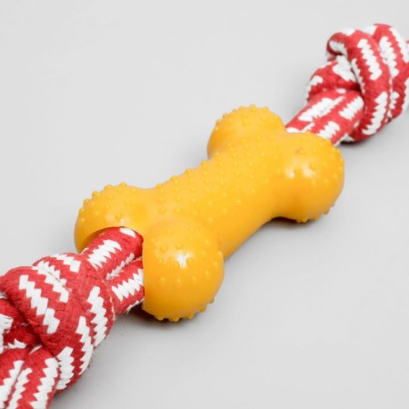 Double cable toy with a bone, up to 30 cm, up to 85 g, mix of flowers-2