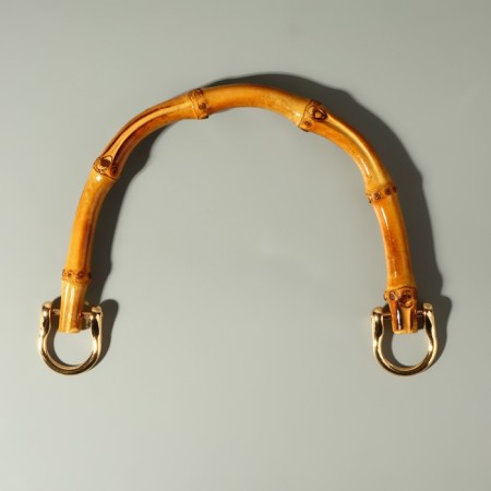Handle for a bag, bamboo, half rings, 13.5 × 10.5 cm, beige color/gold-1