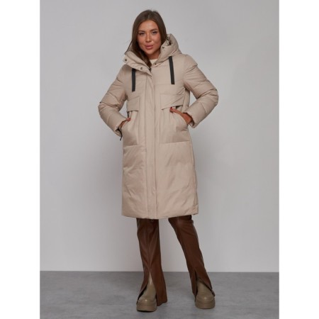 Coat insulated winter female, size 50, beige color-5
