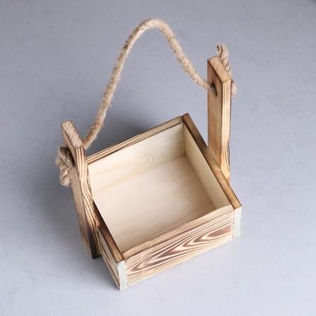 Kashpo wooden 15 × 12 × 25 cm "openwork", rectangular, handle rope, firing we give beautifully-2