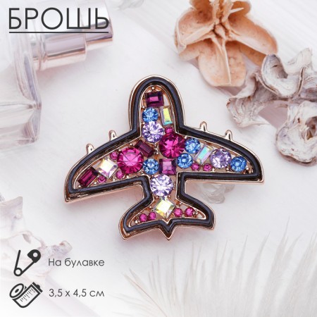 Brooch "Airplane", colored in gold