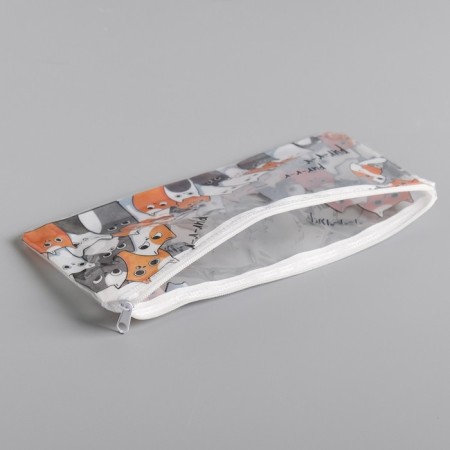 Penal soft 1 compartment, 95 x 205 mm, flat, PVC, calligrata "cats"-4