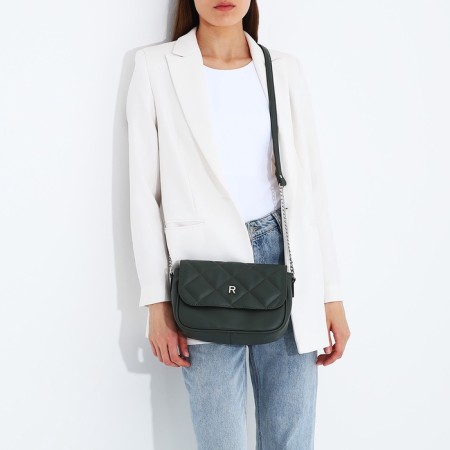 Richet bag on a magnet, outer pocket, long belt, green color-5