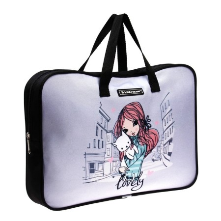 Folder with A4+handles, 360 x 290 x 70 mm, textile, Erich Krause Romantic Girl 57594-1