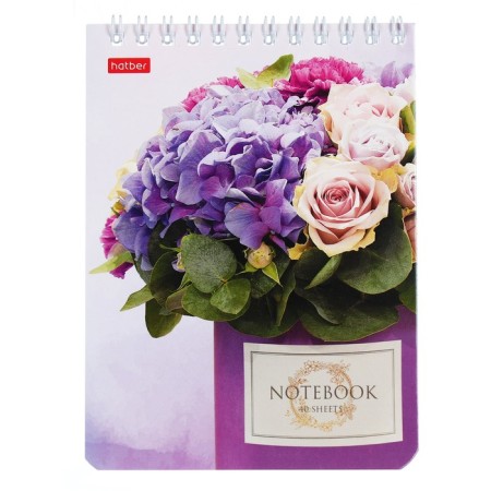Notepad A6, 40 sheets on the crest "Flowers", cover coated cardboard, UV-lak, block 65 g/m2-5