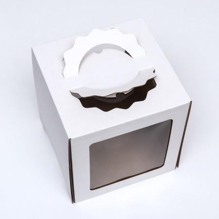 Confectionery packaging "Square", 2 windows, white, 24 x 24 x 26 cm-1