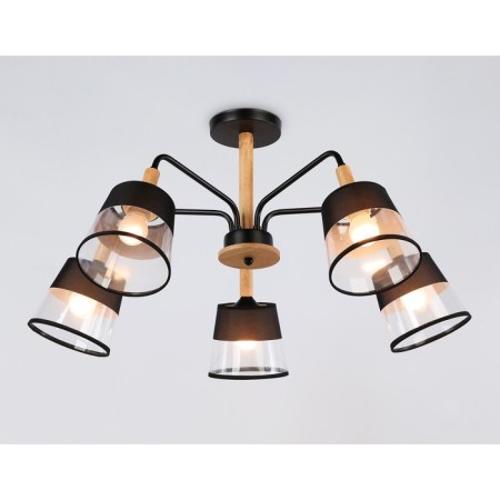 Suspended Ambrella Traditional Modern Losk TR4741, E27, Black, Light Wood-1